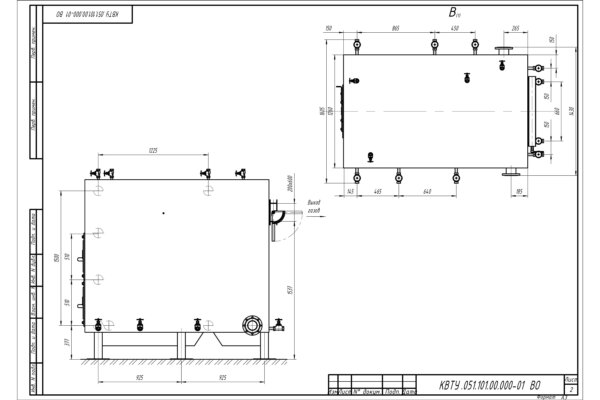 Водогрейный котел 0.6 МВт уголь дрова с ОУР чертеж